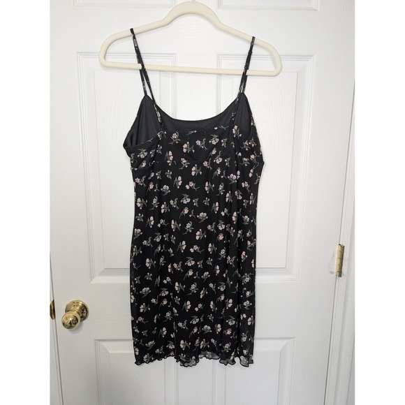 Y2K Coquette Ditsy Floral Babydoll Mini Dress Black L Feminine fairycore - Picture 12 of 12